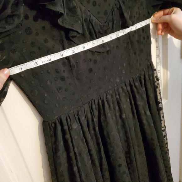 BATSHEVA black flocked tulle short sleeve dress, size 2 - Picture 10 of 13